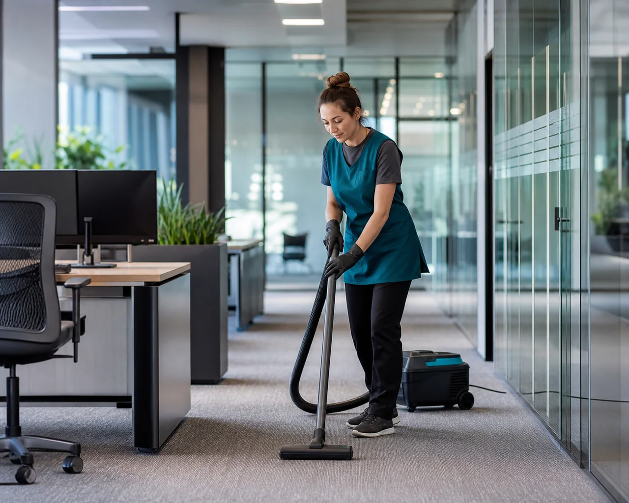 Medewerker bereidt schoonmaakwerkzaamheden voor